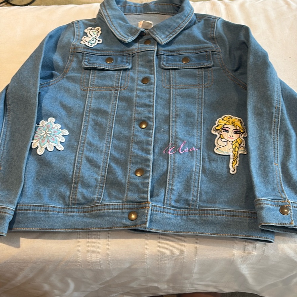 Disney Elsa Frozen Olaf Denim Jean Jacket Collection by Tutu Couture Siz…